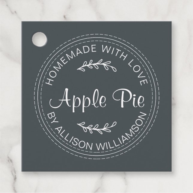 Rustikale, hausgemachte Backwaren Apple Pie Schwar Geschenkanhänger (Vorderseite)