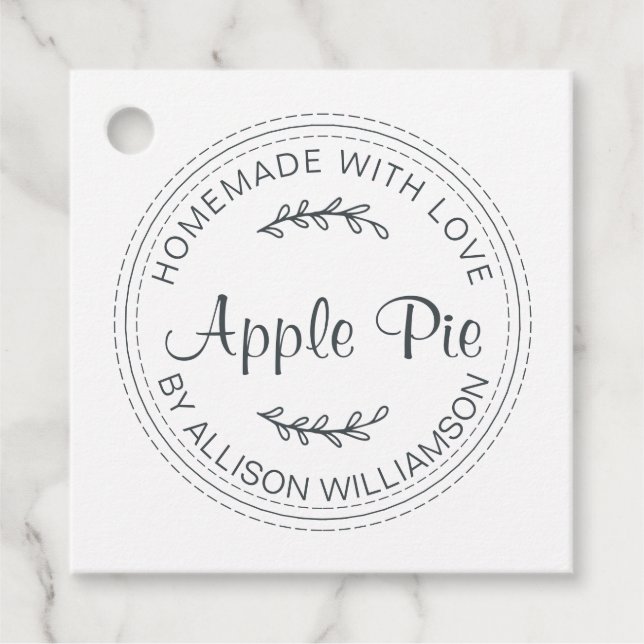 Rustikale, hausgemachte Backwaren Apple Pie Schwar Geschenkanhänger (Vorderseite)