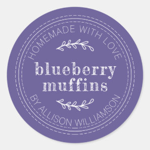 Rustikale, hausgemachte Backwaren Blueberry Muffin Runder Aufkleber