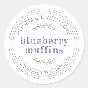 Rustikale hausgemachte Backwaren Blueberry Muffins Runder Aufkleber