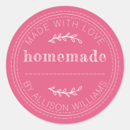 Rustikale, hausgemachte Backwaren Jam Can Hot Pink Runder Aufkleber