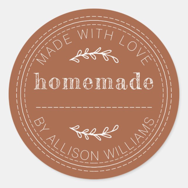 Rustikale, hausgemachte Backwaren Jam Can TerraCot Runder Aufkleber (Vorderseite)