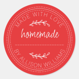 Rustikale, hausgemachte Backwaren Jam kann rot leu Runder Aufkleber