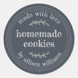 Rustikale hausgemachte Backwaren Kekse dunkelblau Runder Aufkleber