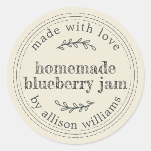 Rustikale hausgemachte Blaubeere Jam Can Antique W Runder Aufkleber