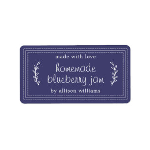 Rustikale hausgemachte Blaubeere Jam Canning Navy  Adressaufkleber