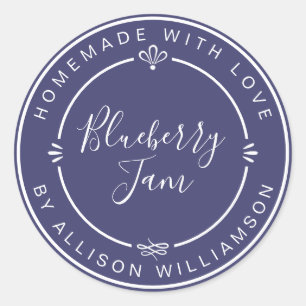 Rustikale hausgemachte Blaubeere Jam Canning Navy  Runder Aufkleber
