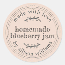 Rustikale hausgemachte Blaubeere Jam Canning Peach Runder Aufkleber