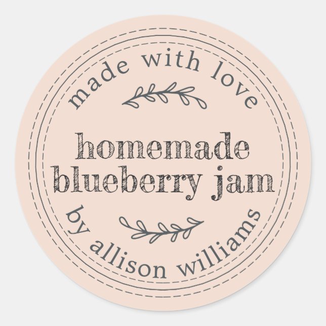 Rustikale hausgemachte Blaubeere Jam Canning Peach Runder Aufkleber (Vorderseite)