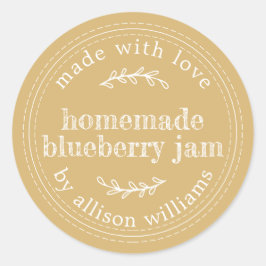 Rustikale hausgemachte Blaubeere Jam Canning Yello Runder Aufkleber