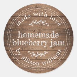 Rustikale hausgemachte Blueberry Jam Barn Wood Runder Aufkleber