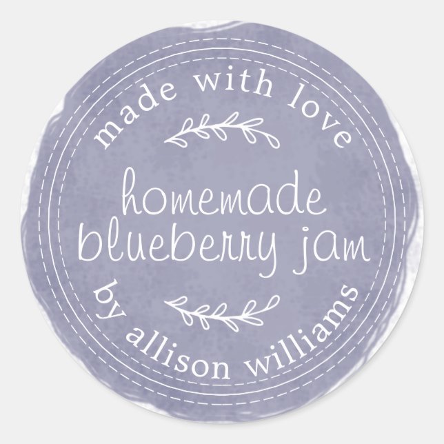 Rustikale hausgemachte Blueberry Jam Can Navy Blue Runder Aufkleber (Vorderseite)