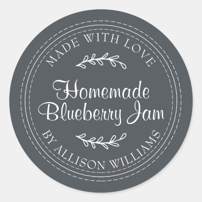 Rustikale hausgemachte Blueberry Jam Canning Black Runder Aufkleber (Vorderseite)
