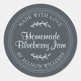 Rustikale hausgemachte Blueberry Jam Canning Black Runder Aufkleber