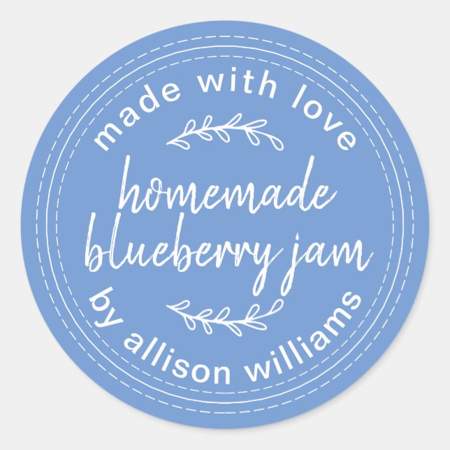 Rustikale hausgemachte Blueberry Jam Canning Blue Runder Aufkleber (Vorderseite)