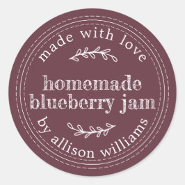 Rustikale hausgemachte Blueberry Jam Canning Burgu Runder Aufkleber