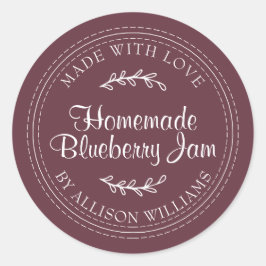 Rustikale hausgemachte Blueberry Jam Canning Burgu Runder Aufkleber