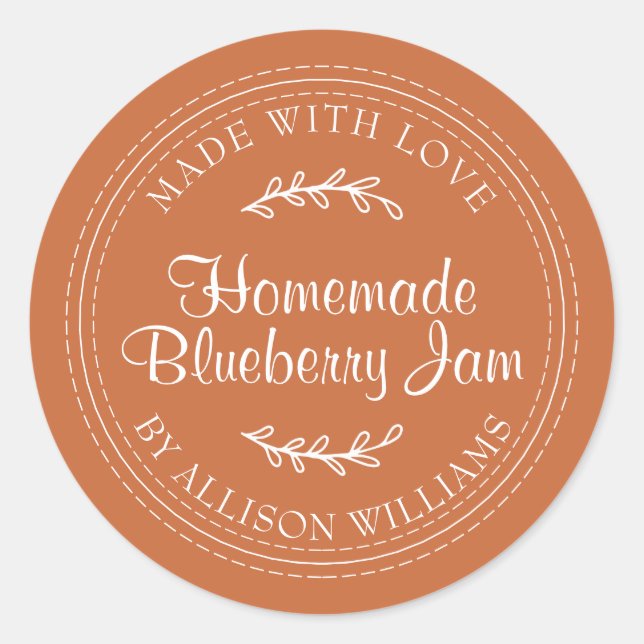 Rustikale hausgemachte Blueberry Jam Canning Burnt Runder Aufkleber (Vorderseite)