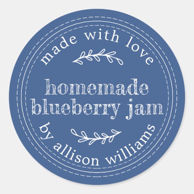 Rustikale hausgemachte Blueberry Jam Canning Class Runder Aufkleber (Vorderseite)