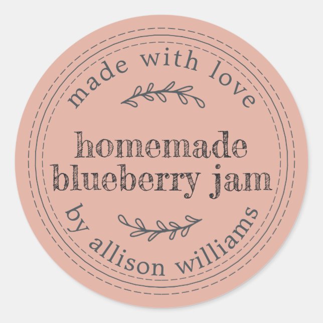 Rustikale hausgemachte Blueberry Jam Canning Dusty Runder Aufkleber (Vorderseite)