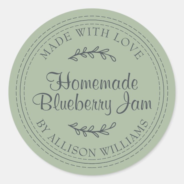 Rustikale hausgemachte Blueberry Jam Canning Laure Runder Aufkleber (Vorderseite)