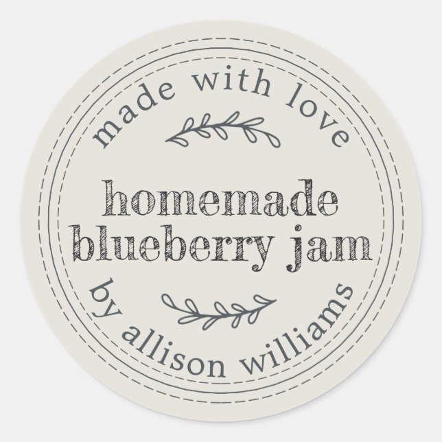 Rustikale hausgemachte Blueberry Jam Canning Light Runder Aufkleber (Vorderseite)