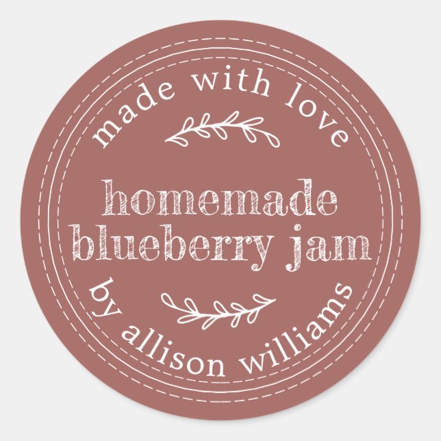 Rustikale hausgemachte Blueberry Jam Canning Lila Runder Aufkleber (Vorderseite)