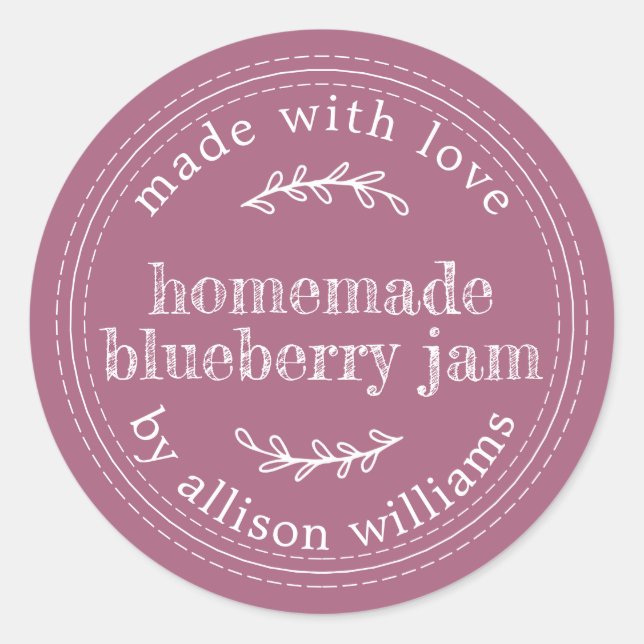 Rustikale hausgemachte Blueberry Jam Canning Lila Runder Aufkleber (Vorderseite)