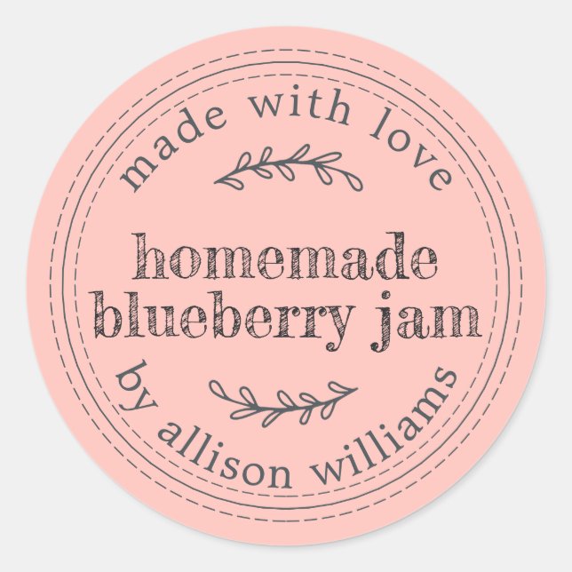 Rustikale hausgemachte Blueberry Jam Canning Paste Runder Aufkleber (Vorderseite)