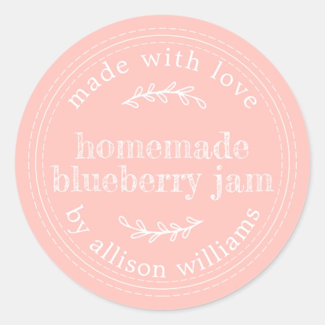 Rustikale hausgemachte Blueberry Jam Canning Pink Runder Aufkleber (Vorderseite)