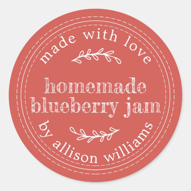 Rustikale hausgemachte Blueberry Jam Canning Red Runder Aufkleber (Vorderseite)