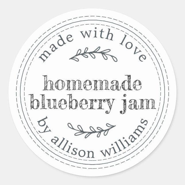 Rustikale hausgemachte Blueberry Jam Canning Schwa Runder Aufkleber (Vorderseite)