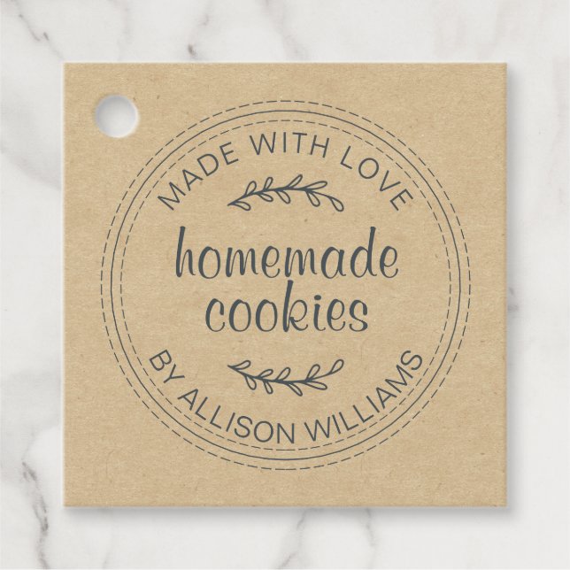 Rustikale, hausgemachte Cookies - Kraftpapier Geschenkanhänger (Vorderseite)