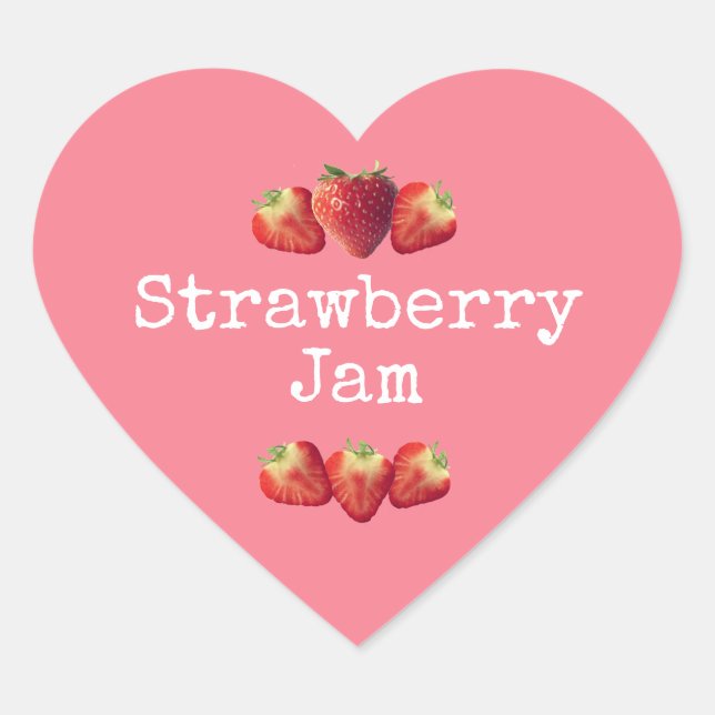 Rustikale hausgemachte Erdbeere Jam Pink Herz-Aufkleber (Vorderseite)
