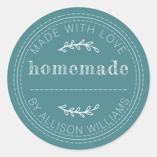 Rustikale, hausgemachte Konfitüre kann Aquamarin w Runder Aufkleber (Vorderseite)