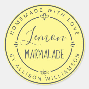 Rustikale hausgemachte Lemon Marmalade Pastellgelb Runder Aufkleber