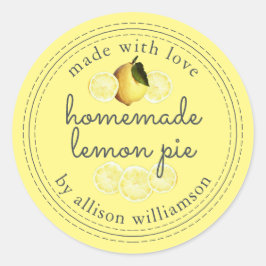 Rustikale hausgemachte Lemon Pie Yellow Runder Aufkleber