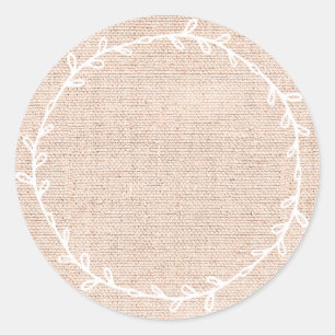 Rustikale, hausgemachte rosa Burlap auf der Leere Runder Aufkleber