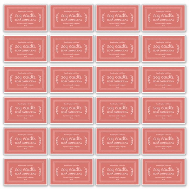 Rustikale, hausgemachte Sojakandle Labels 24x warm (Vorderseite)