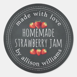 Rustikale hausgemachte Strawberry Jam Chalkboard Runder Aufkleber