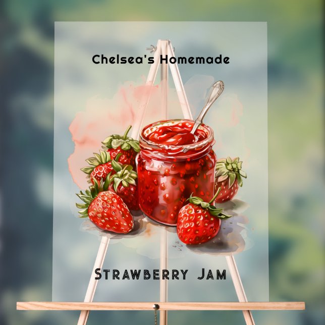Rustikale hausgemachte Strawberry Jam Mason Jar Ma Acrylschild (Neutral)