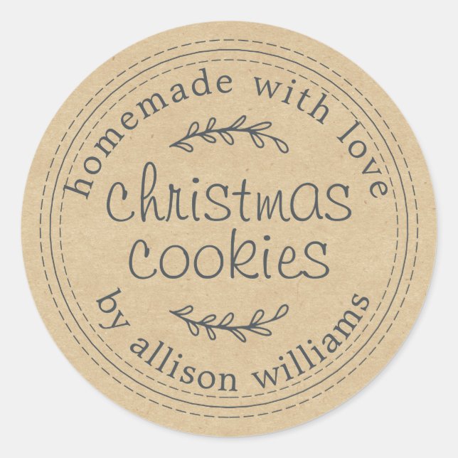 Rustikale, hausgemachte Weihnachtskochteile - Papi Runder Aufkleber (Vorderseite)