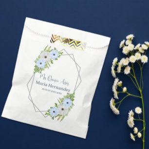 Rustikale hellblaue und weiße Blumen-Quinceañera Geschenktütchen