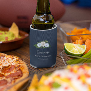 Rustikale hellblaue und weiße florale Quinceañera  Dosenkühler