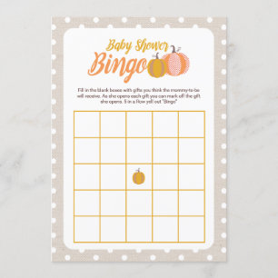 Rustikale Herbst-Baby-Shower-Bingo-Spielkarte Einladung