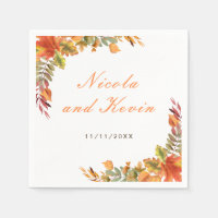 Rustikale Herbst-Blätter Hochzeit Danke