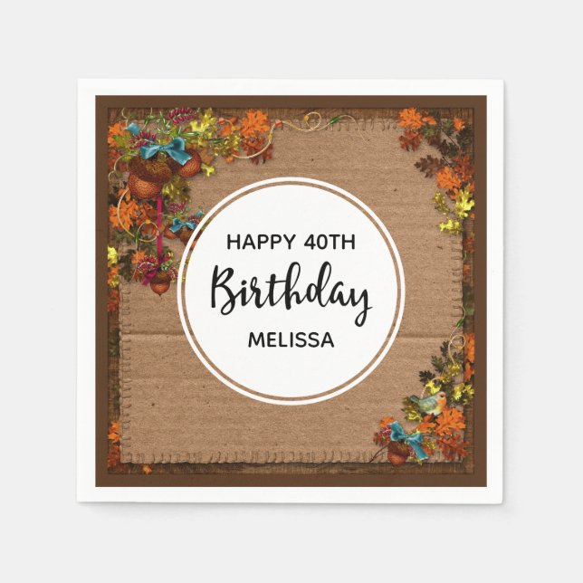 Rustikale Herbst-Blume und Kerzen auf Imitaten Pap Serviette (Vorderseite)