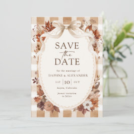 Rustikale Herbst-Blumen-Blatt-Karo Save The Date