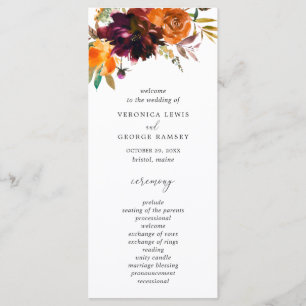 Rustikale Herbst-Blumen-Hochzeit elegant Programm