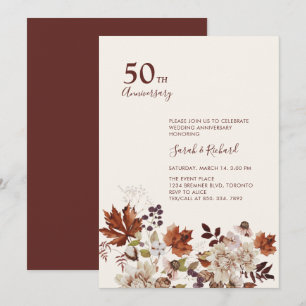 Rustikale Herbst-Blumen-Hochzeits-Jubiläumsfeier Einladung
